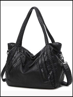 Large Slouchy Hobo Shoulder Bag Soft Faux Leather Tote Trendy Everyday Handbag
